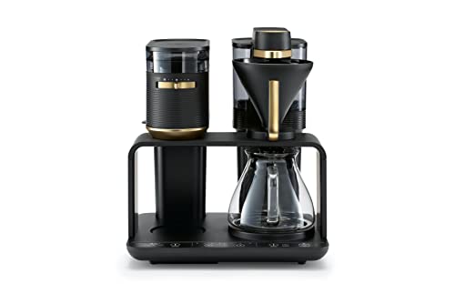 Melitta EPOS POUR OVER Kaffeemaschine mit Mahlwerk: Einzigartiges Brühsystem & innovatives Design, Schwarz-Gold