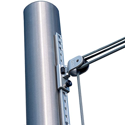 Pina DESIGN seit 1979 - Sonnensegel Mast höhenverstellbar 3m, aus V2A Edelstahl inkl. Zubehör - echtem 3-Fach Flaschenzug-Set & 0,75m Bodenhülse | Befestigung für große Segel (60,3/3mm)
