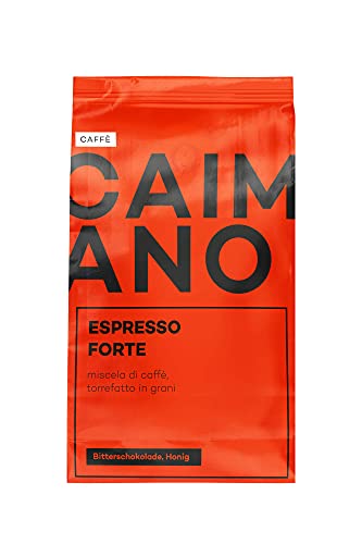 CAIMANO® Espresso Forte (1kg) Ganze Espressobohnen - Ideal Für Siebträger & Kaffeevollautomaten - 100% Robusta - Dunkle Röstung Nach Italienischer Art, Schokoladig & Süßlich, Säurearm, Samtige Crema