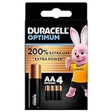 Duracell Optimum Batterien AA, 4 Stück, bis zu 200% zusätzliche Lebensdauer oder extra Power