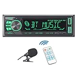 LXKLSZ Autoradio Bluetooth Einzel-Din-LCD-Audioradio mit Helligkeitseinstellung APP-Steuerung MP3-Player unterstützt Freisprechanrufe AM/FM-Radio AUX-Eingang TF/EQ/USB-Schnelllade-Radioempfänger