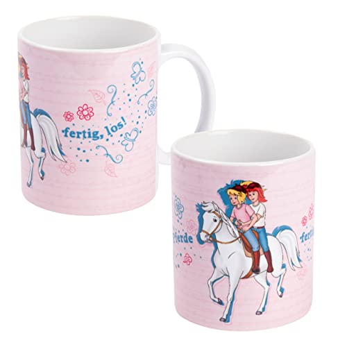 Bibi & Tina Tasse - Auf die Pferde, fertig, los! Kaffeetasse Becher Kaffeebecher aus Keramik Rosa 320 ml