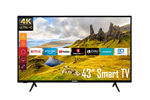Telefunken XU43K521 43 Zoll Fernseher (Smart TV inkl. Prime Video / Netflix / YouTube, 4K UHD, HDR, HD+), Schwarz