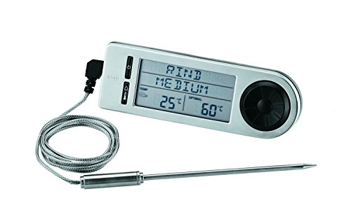 RÖSLE Bratenthermometer digital, Hochwertiges Thermometer zur Bestimmung der idealen Fleischkerntemperatur auf dem Grill oder im Backofen, -20 °C bis 250 °C, mit Magnethalterung, Edelstahl 18/10