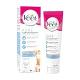 Veet PURE Haarentfernungscreme – Für sensible Haut geeignet – Anwendung für Bikini & Achseln - 100 ml Tube mit gewölbtem Applikator und Spatel