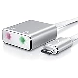 CSL - Externe USB C Soundkarte - USB-C auf 2X 3,5mm Klinkenbuchsen - Kopfhörer Adapter – DA Wandler - DAC - Alugehäuse - kompatibel mit Samsung - Xiaomi - Huawei UVM.