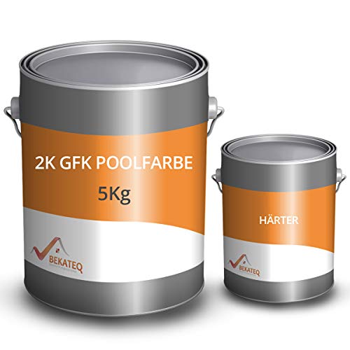 BEKATEQ 2K Poolfarbe LS-405 für Becken aus glasfaserverstärkten Kunststoff - RAL7001 Silbergrau glänzend - 5KG