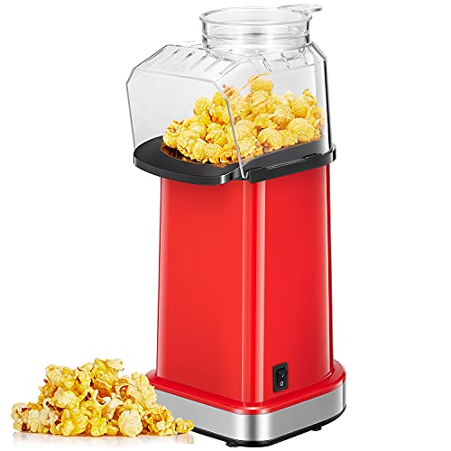Popcornmaschine, 1400W Heißluft Popcorn Maschine, Popcorn Maker für Zuhause, Mit Messbecher und Abnehmbarem Deckel
