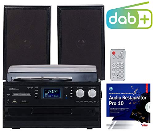 auvisio Musikanlagen: 5in1-Plattenspieler mit DAB+/FM-Radio, Bluetooth, CD/Kassetten-Player (Stereoanlage mit Plattenspieler)