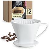 Moritz & Moritz Kaffeefilter Porzellan Größe 2 – Kaffeefilter Wiederverwendbar für exzellenten aromareichen Kaffeegeschmack – Kaffee Filteraufsatz für 2-3 Tassen - weiß