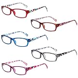 Kerecsen 5 Paar Lesebrille Stilvolle Musterrahmen Leser Qualität Mode Damen Brille für Frauen (5 Farbe Mischen, 3.5)