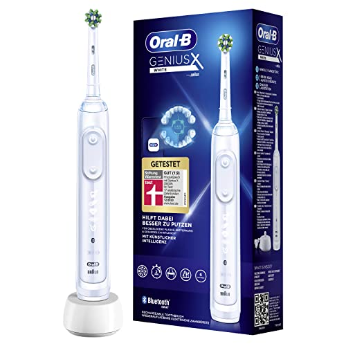 Oral-B Genius X Elektrische Zahnbürste/Electric Toothbrush, 6 Putzmodi für Zahnpflege, künstliche Intelligenz & Bluetooth-App, Designed by Braun, weiß
