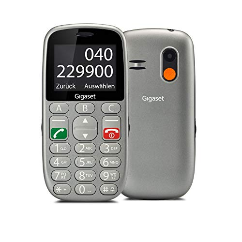 Gigaset GL390 GSM , Senioren Handy mit SOS-Notruf-Taste , großem 2,2 Zoll Farbdisplay , einfache Bedienung mit extra großen Einzeltasten , kompaktes Mobiltelefon ohne Vertrag, titan-Silber, Silver