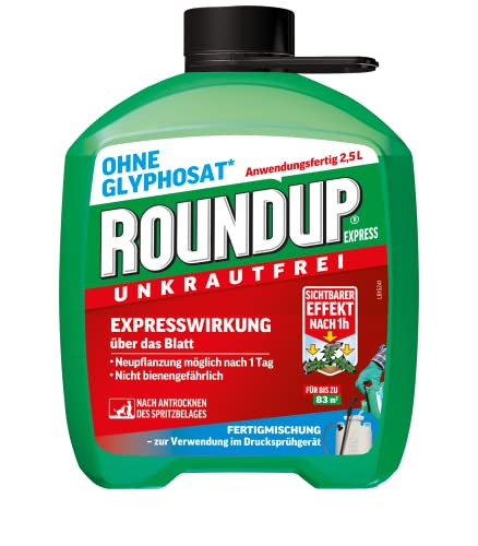Roundup Express Unkrautfrei, Fertigmischung zur Bekämpfung von Unkräutern und Gräsern, 2,5 Liter Kanister