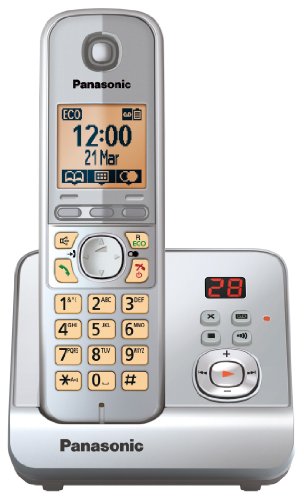 Panasonic KX-TG6721GS Schnurlostelefon (4,6 cm (1,8 Zoll) Display, Smart-Taste, Freisprechen, Anrufbeantworter) schwarz/silber