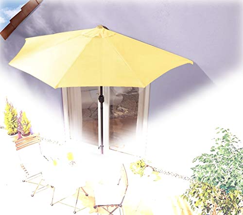 IMC Sonnenschirm halbrund gelb Balkon mit Kurbel Wandschirm Marktschirm Balkonschirm Sonnenschutz Halbschirm halb