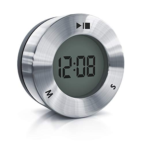 Küchentimer Eieruhr Edelstahl digital - Küchenuhr mit LCD Display - Kurzzeitimer - Timer – Countdownzeit bis max. 99 Minuten 59 Sekunden – Alarmton 80 db(A) - magnetisch auf Rückseite