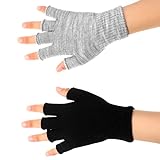 2 Paare Halbfinger Handschuhe Unisex Warme Winter Fingerlose Handschuhe für Männer Frauen (Schwarz, Grau)