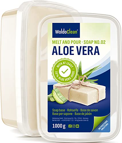Glycerinseife transparent mit Aloe Vera zum Selber machen - 1kg für Kinder & Erwachsene Verpackung Mikrowelle geeignet
