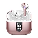 Wekily Bluetooth 5.2 Kopfhörer in Ear, Deep Bass Eingebautes Mic Kopfhörer Kabellos, 40 Std Spielzeit USB-C Ladebox, IPX7 Wasserdicht Ohrhörer mit Touch Control für Arbeit und Reisen (Pink)