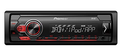 Pioneer MVH-S210DAB | 1DIN Autoradio mit RDS und DAB+ | rot | USB für MP3, WMA, WAV, FLAC | AUX-Eingang | Android-Unterstützung | iPhone-Steuerung | ARC App