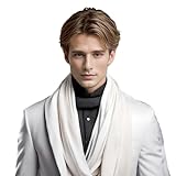 LA FERANI Herren Schal 100% Seide Chiffon Halstuch Seidenschal 180x90cm Uni Farbe für Anzug Weiß Tuch Seidentuch Stola Business Style Geschenk für Ihn (Weiß)