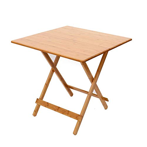 KAUTO Wohnmöbel, quadratischer Klapptisch, tragbarer Picknicktisch aus Bambus, Grilltisch, Lerntisch (Größe: 60 * 60 cm)