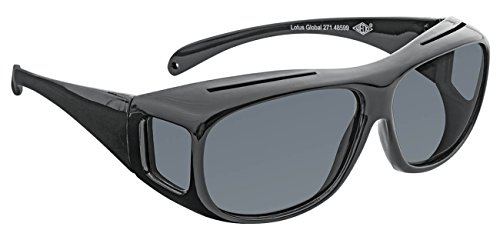 Wedo 27148599 Überzieh-Sonnenbrille für Autofahrer & Brillenträger, polarisierende Gläser gemäß ISO Norm, 100% UV Schutz, inkl. Brillenhülle, schwarz