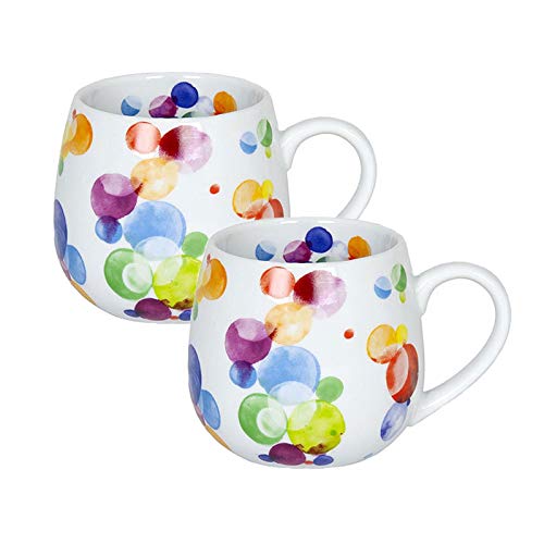 Könitz Porzellan Tassen Set Colourful Cast - Bubbles 2 teilig 400 ml Kaffeetassen Teetassen schönes Becherset