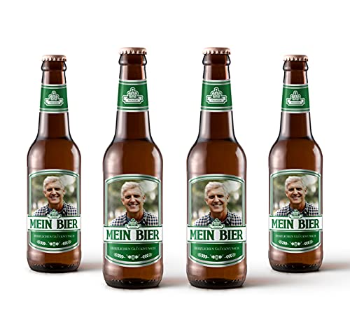 Bierflaschen Etikett personalisiert mit Foto & Text | Aufkleber-Set | ab 6 Stück | Motiv: Max (Grün)