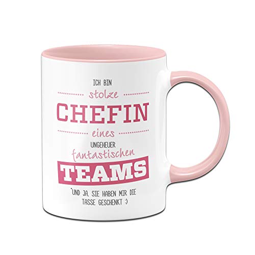 Tassenbrennerei Tasse mit Spruch Stolze Chefin eines fantastischen Teams - lustige Geschenke für Chefin - Chef Kaffeetasse
