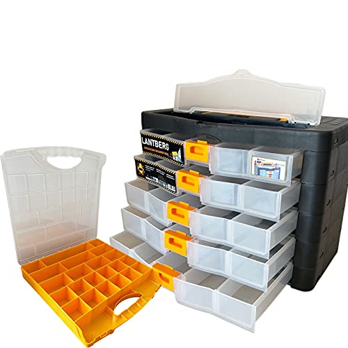 LANTBERG® 2er-Set-Plastik-Sortierbox | Sortimentskasten für Kleinkram | Sortierkasten leer | Leeres Kleinteilemagazin | Aus 100% recyceltem Material.