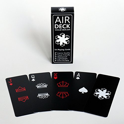 Air Deck schwarz - Spielkarten für Unterwegs - Premium Qualität langlebiges PVC wasserfest waschbar hochwertiger Druck Plastikkarten leicht kompakt strapazierfähig Pokerkarten 52er Deck Kartenspiel