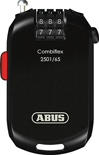 ABUS Spezialschloss Combiflex 2501/65 - Geeignet als Gepäcksicherung, Skischloss, Helmsicherung - 65 cm Stahlkabel - mit Zahlencode - Schwarz