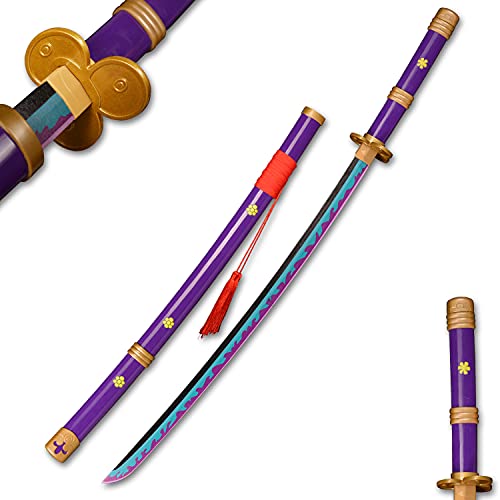 afdfad Anime Samurai Cosplay Schwert, Roronoa Zoro,Yama Enma, Katana Holzklinge,104CM, Verwendung für Rollenspiele und Sammlung
