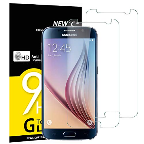 NEW'C 2 Stück, Panzer Schutz Glas für Samsung Galaxy S6, Frei von Kratzern, 9H Härte, HD Displayschutzfolie, 0.33mm Ultra-klar, Ultrabeständig
