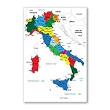 Postereck - 0939 - Politische Karte, Italien Stiefel Regionen Meer - Unterricht Klassenzimmer Schule Wandposter Fotoposter Bilder Wandbild Wandbilder - Poster - DIN A4-21,0 cm x 29,7 cm