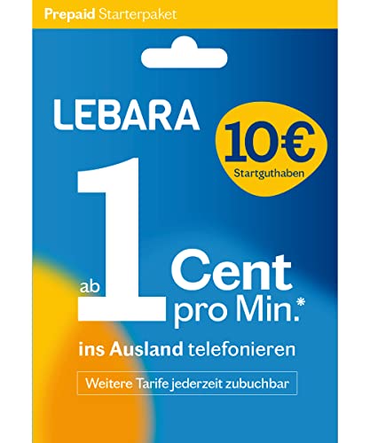Lebara Prepaid SIM-Karte mit 10€ Startguthaben ohne Vertrag | ab 1 Cent pro Min. ins Ausland telefonieren