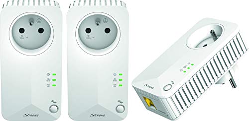 STRONG Powerline 500 Triple Netzwerkadapter 3er-Set (3 Powerlan Adapter, bis 500 Mbit/S, LAN Netzwerk aus der Steckdose, Fast-Ethernet-LAN) Weiß