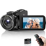 Videokamera Camcorder Full HD 1080P YouTube Camcorder 30FPS IR Nachtsicht Videokamera 3,0'' Drehbarer Bildschirm Vlogging Kamera 16X Zoom Digitalkamera mit Fernbedienung und 2 Batterien