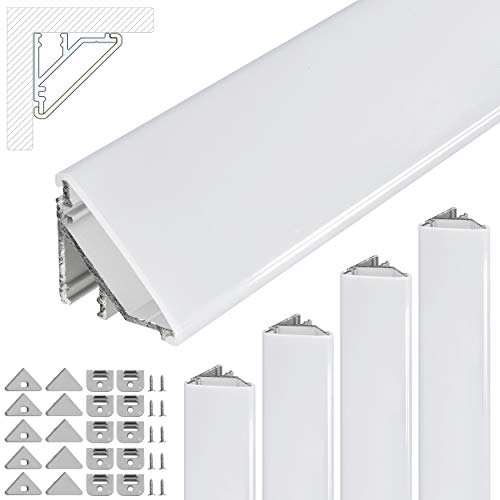 LED Eckprofil V24, Set 5m (5x1m) LED Alu Profile 45 Grad Ecke Aluminium für LEDs Strip als Streifen Lichtleiste