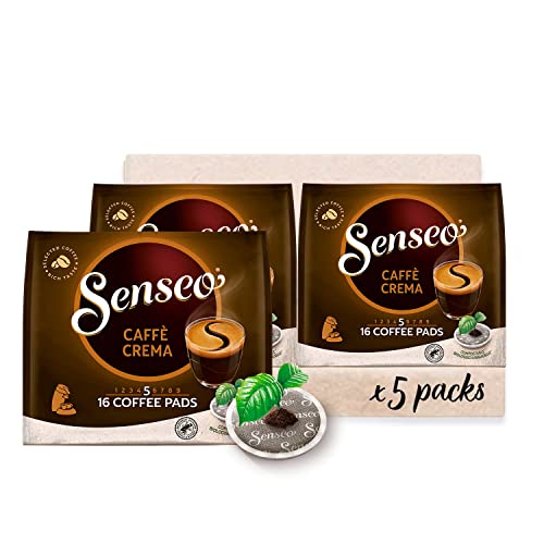Senseo® Pads Caffè Crema - Kaffee UTZ-zertifiziert - 5 Packungen × 16 Kaffeepads