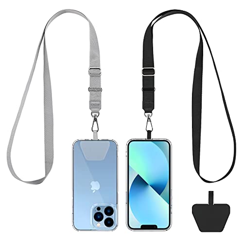 CACOE Handykette Universal 2 Packs - 2× Einstellbar Halsband Schlüsselband, 2× Durable Patches, Lanyard Handy Umhängeband kompatibel mit meisten Smartphones