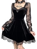 SEAUR Gothic Kleid Damen Minikleid Retro Vintage Steampunk Rock Kleider Karneval Party Club Wear Cosplay Kostüm Fasching - L