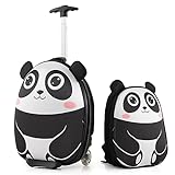 GOPLUS 2 TLG. Kinderkoffer mit Rucksack Kinder Reisekoffer Set Kinder Trolley Kinder Gepäck (Panda)