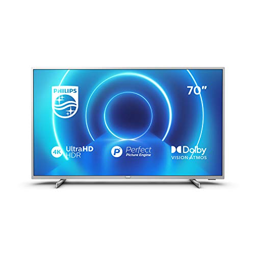 Philips TV 70PUS7555/12 Fernseher 178 cm (70 Zoll) LED TV (4K UHD, P5 Perfect Picture Engine, Dolby Vision, Dolby Atmos, HDR 10+, Saphi Smart TV, HDMI, USB) Mittelsilber [Modelljahr 2020]