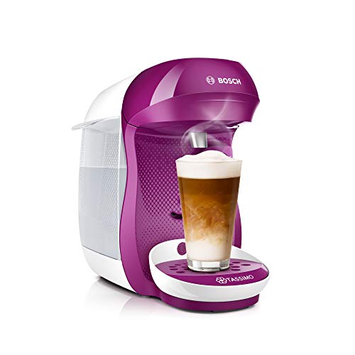 Tassimo Happy Kapselmaschine TAS1001 Kaffeemaschine by Bosch, über 70 Getränke, vollautomatisch, geeignet für alle Tassen, platzsparend, 1400 W, Weiß/Rosa