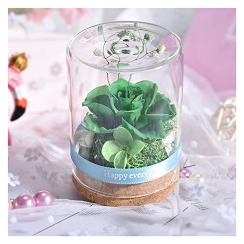 YANGJINR Künstliche Blume Rose künstliche Blumen Ewiges Rosenblumenglas Geschenk for Geschenk for Freundin Romantische Hochzeitsdekoration (Color : Bamboo Green)