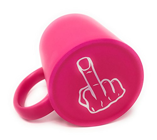 Laser Tattoo - Sag es ohne Worte - Die Kaffeetasse mit dem Mittelfinger auf der Unterseite (Pink/Weiss)