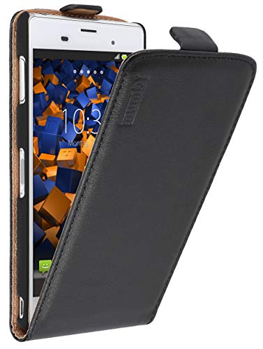 mumbi Echt Leder Flip Case kompatibel mit Sony Xperia Z3 Hülle Leder Tasche Case Wallet, schwarz